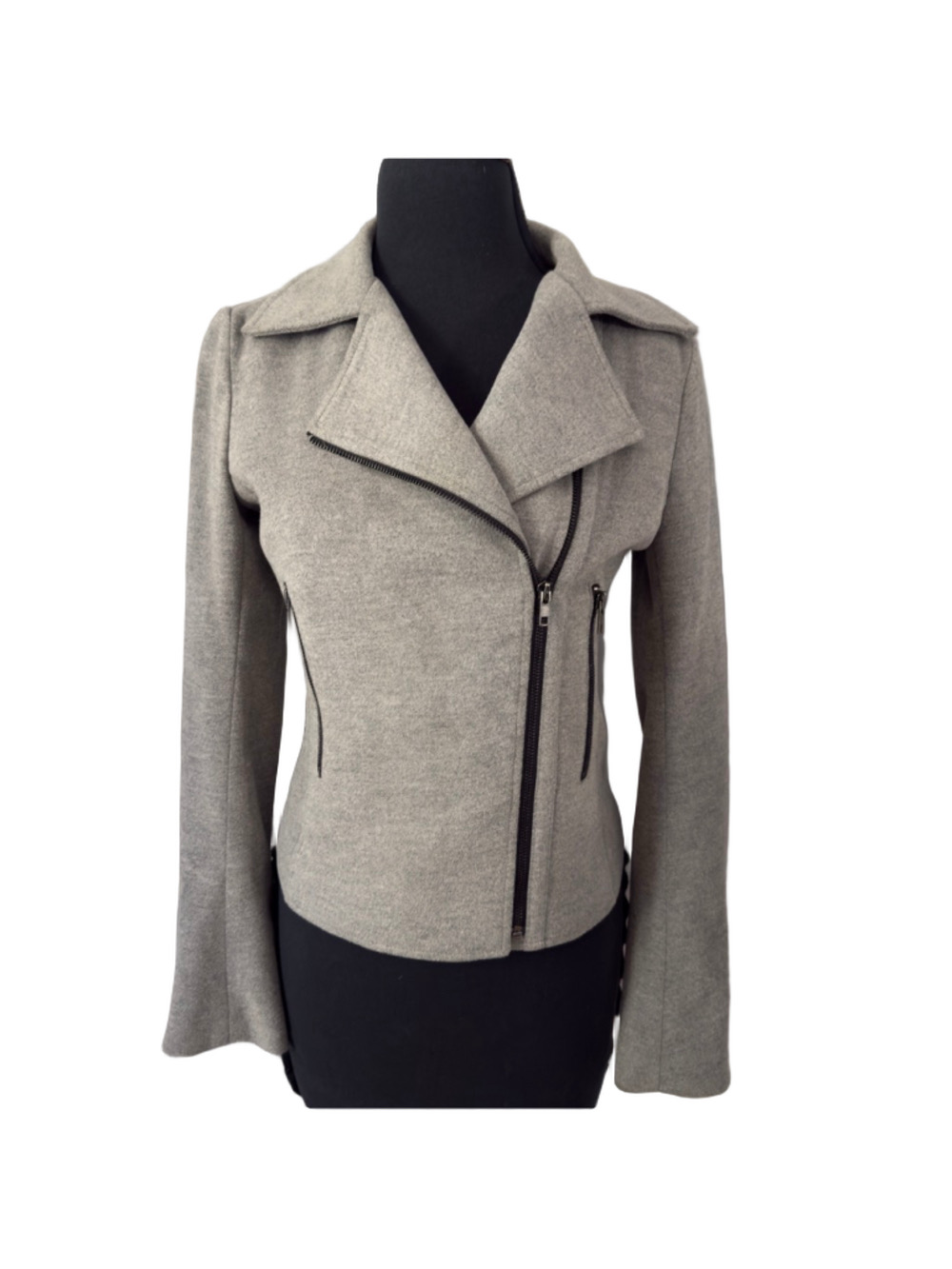 Women's JAMESJEANS Gray Moto Jacket S with Black Zippers